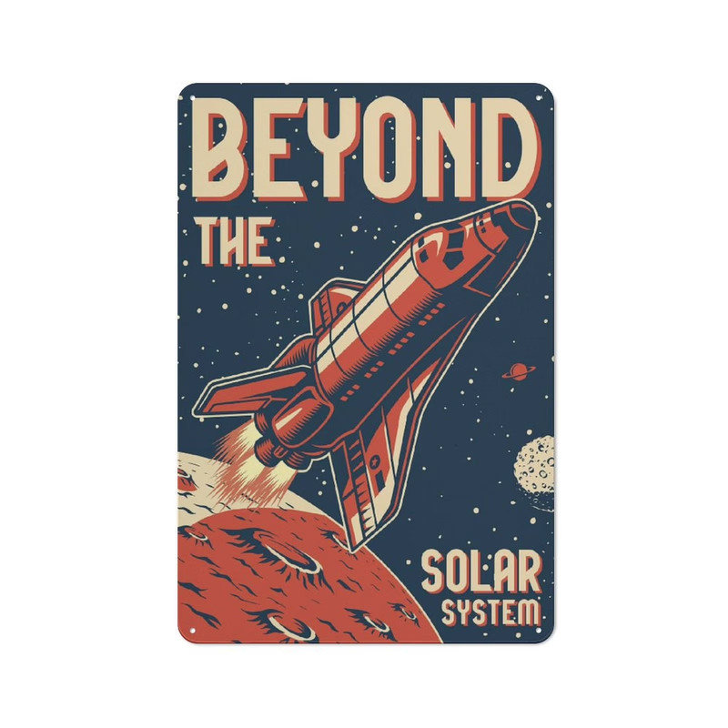 Le système solaire The delà au-delà de métal rétro rétro panneau de café café décoration murale affiche de bureau à domicile cadeau affiche 12 x 8 pouces