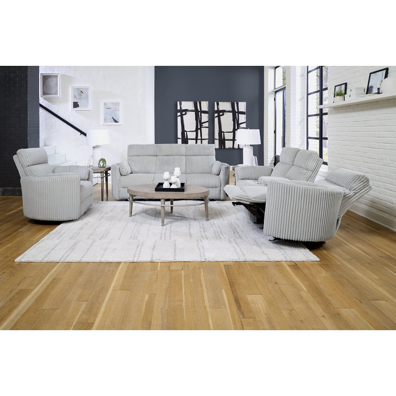 Ensemble de salon inclinable 3 pièces Bre, Velours côtelé gris