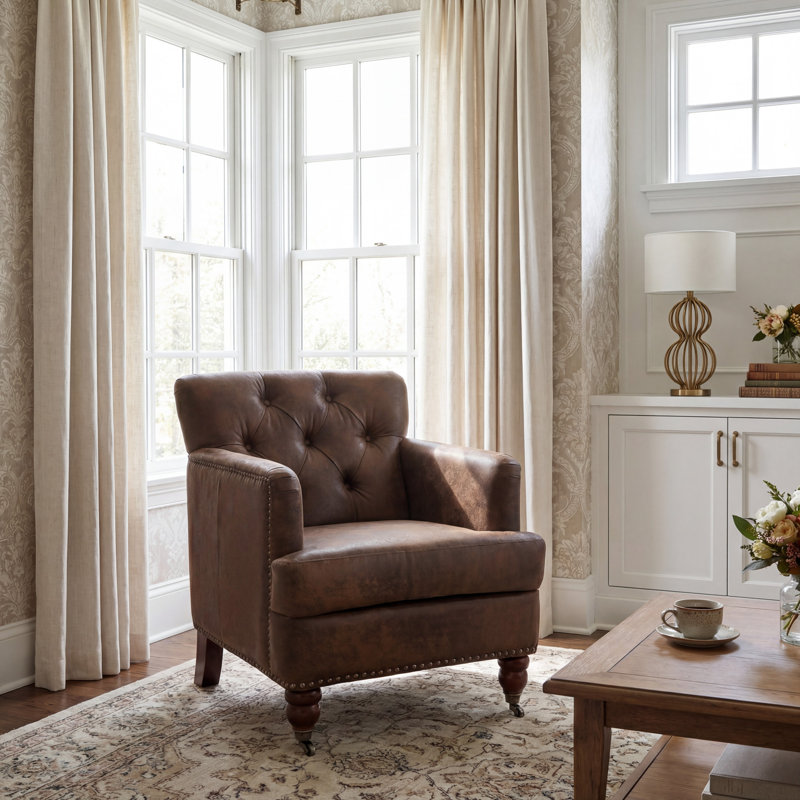 Fauteuil club Atkison, Brown Faux Leather