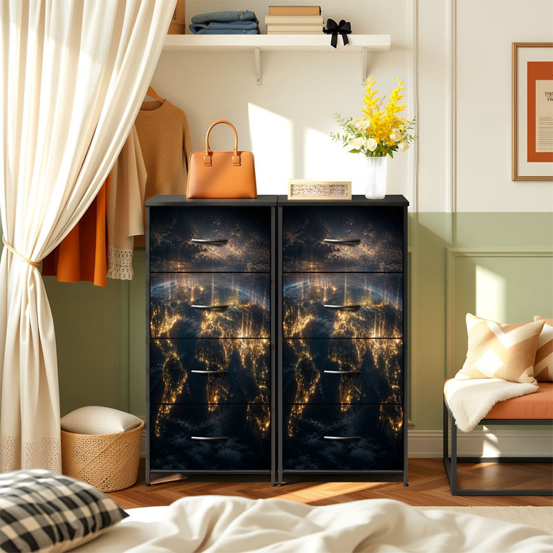 Commode de rangement verticale 4 tiroirs avec mappemonde