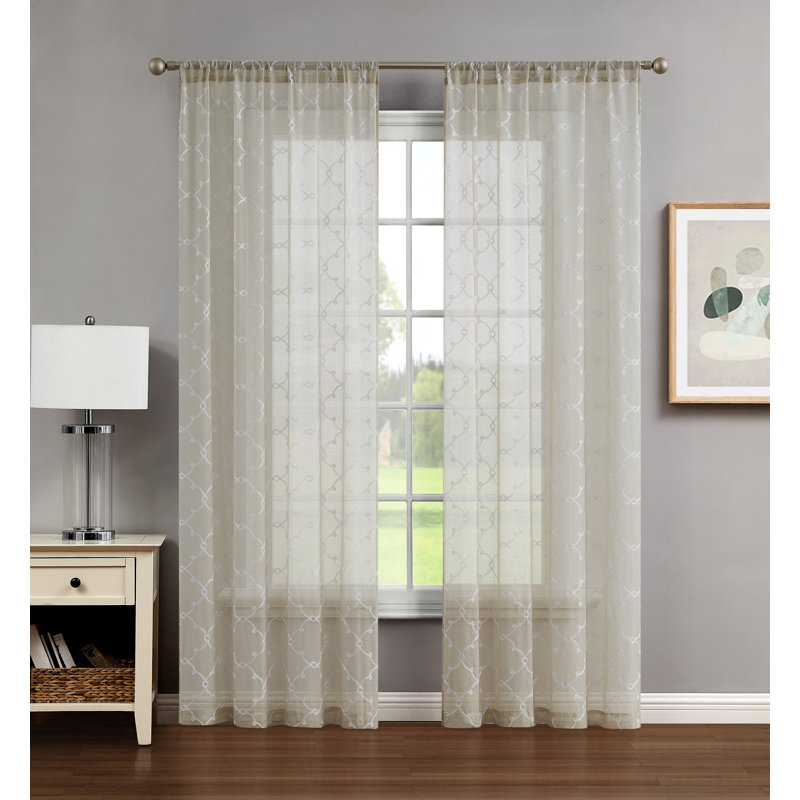 Sheer Curtain, 38" W x 84" L, Beige
