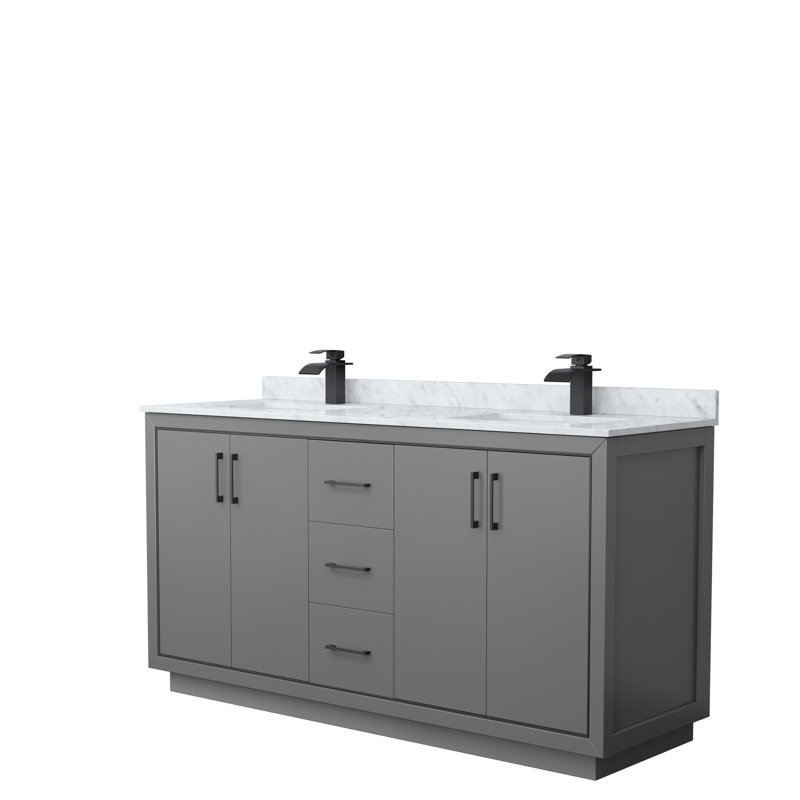 Icon 72" Double Bathroom Vanity Set, Dark Gray, Matte Black, 72"