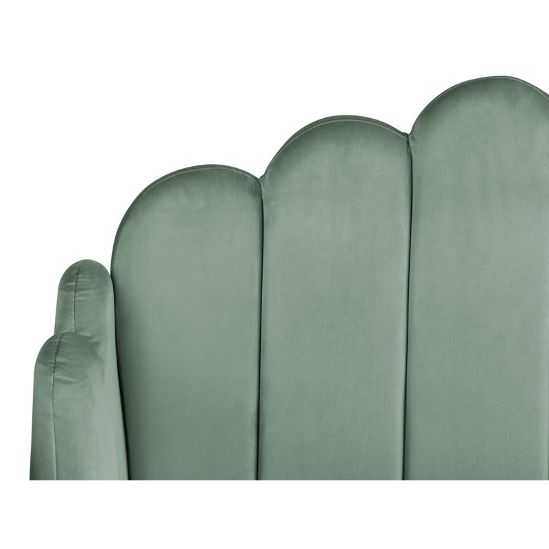 Azmina Upholstered Velvet Bed, European Double (140 x 200cm), Green/Gold