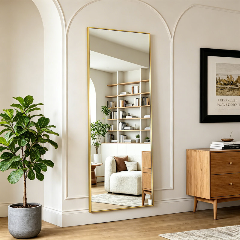 Full Body Floor Mirror, Bedroom Full Body Mirror With Bracket, Can Be Tilted, Standing Or Hung Horizontally/Vertically For Use