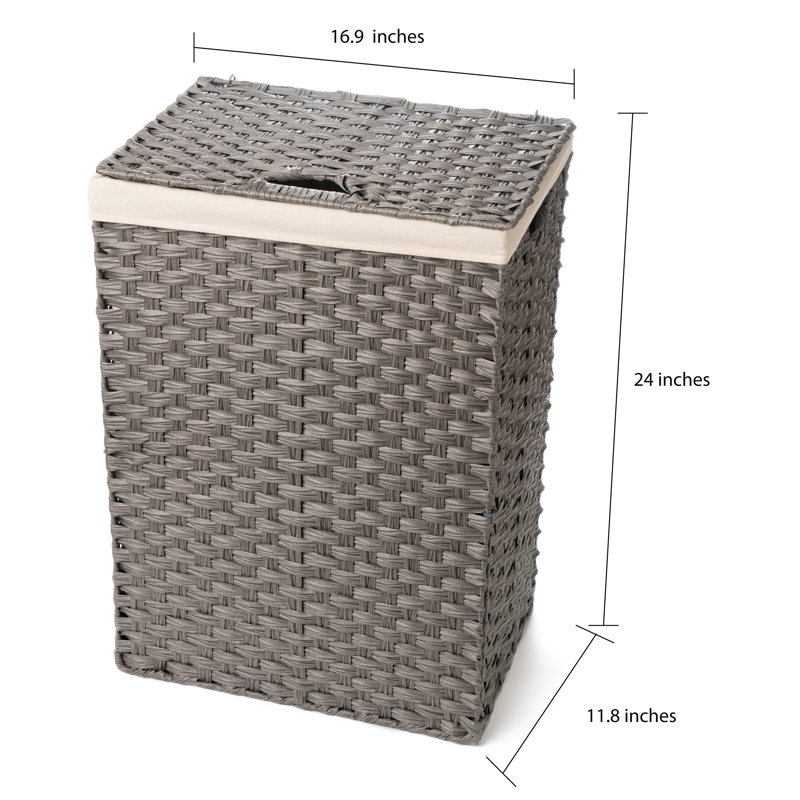 Wicker Laundry Hamper with Handles, Grey