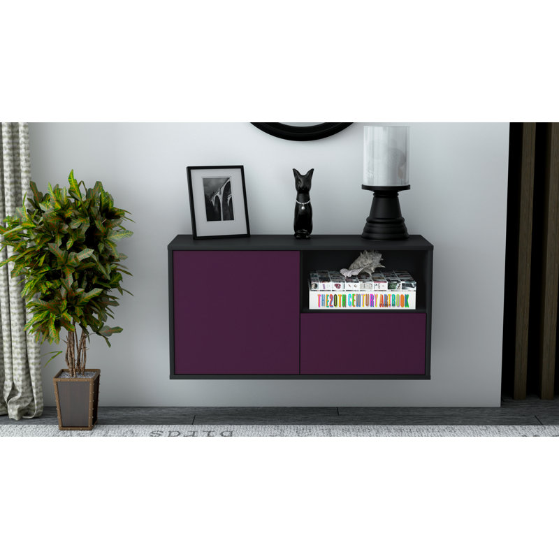 Pomroy Unfinished Floating TV Stand, Purple