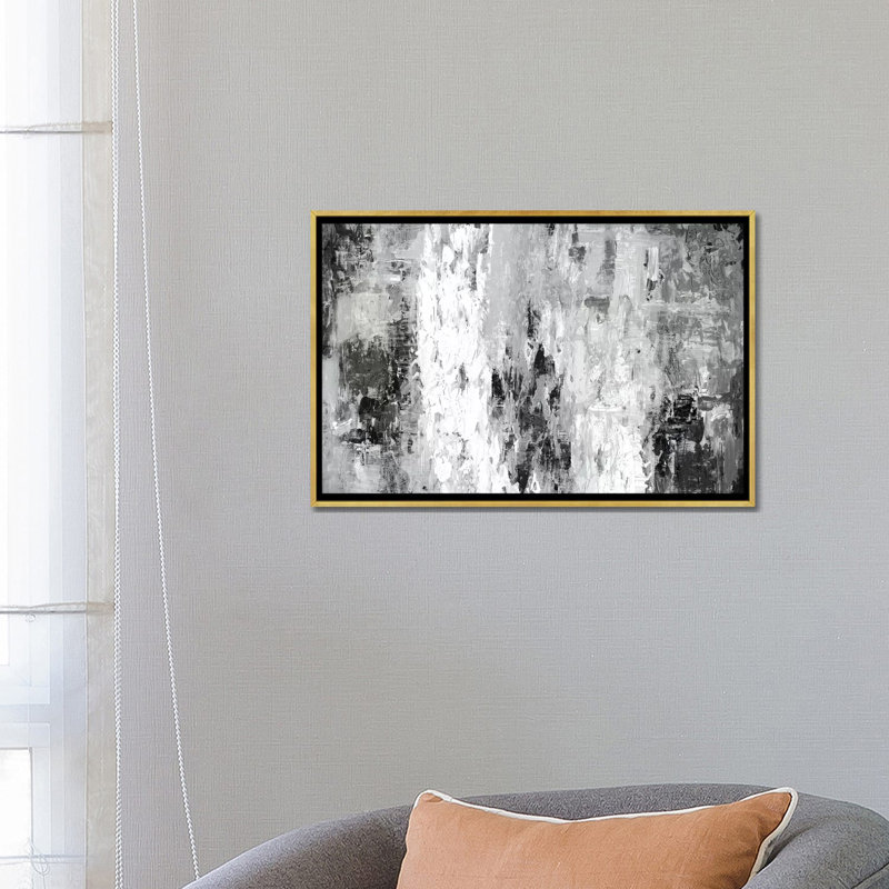 « Black And White Abstract IV by PI Studio » - Impression sur toile tendue, H 18 po x l 26 po, Impression encadrée, Doré