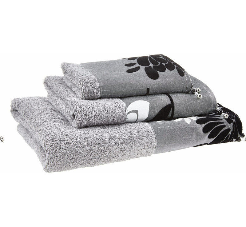 LuxSoft Grey 3-Piece Towel Set - Erica Collection