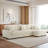 3 - Piece Upholstered White Faux Rabbit Fur Flannel Modular Sectional Sofa with Armrests & Throw Pillows-1817654551