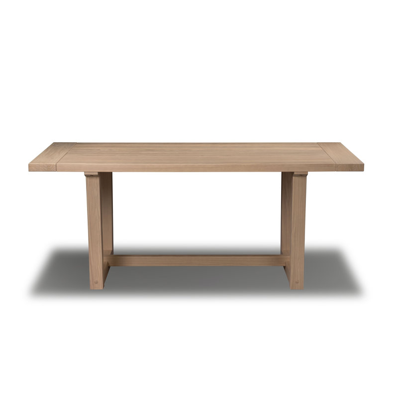 Cascais Rectangular 72'' Solid Wood Table with Industrial Base, Blonde Oak
