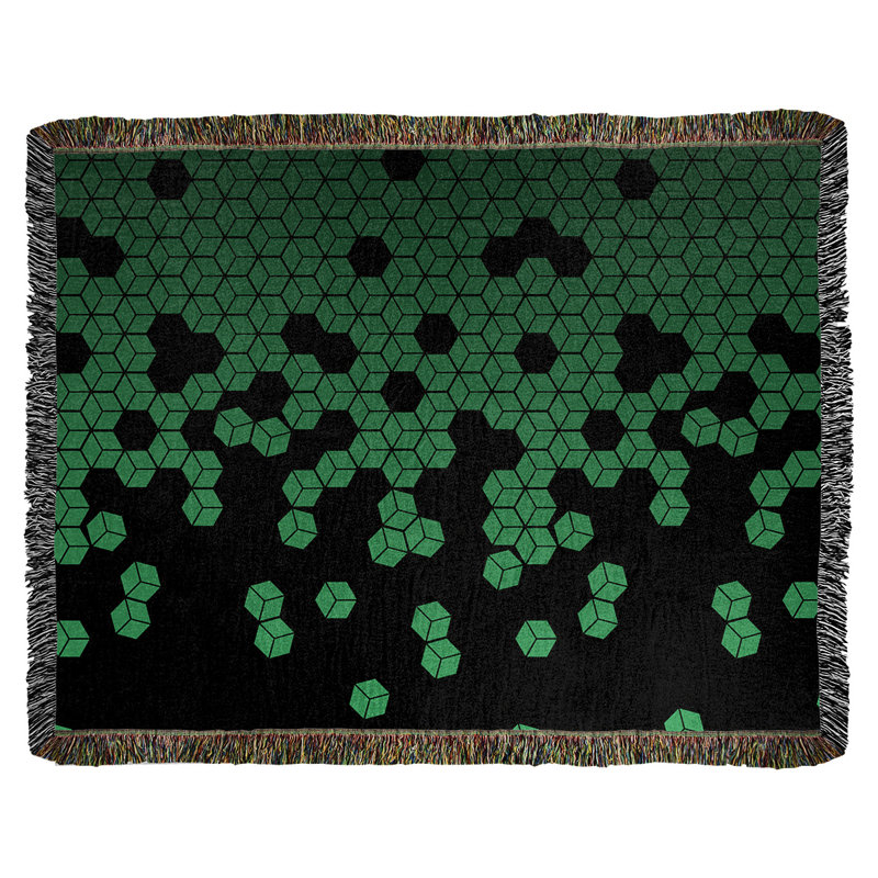 Couverture en coton tissé Katelyn Elizabeth, l 60 po x L 80 po, Vert