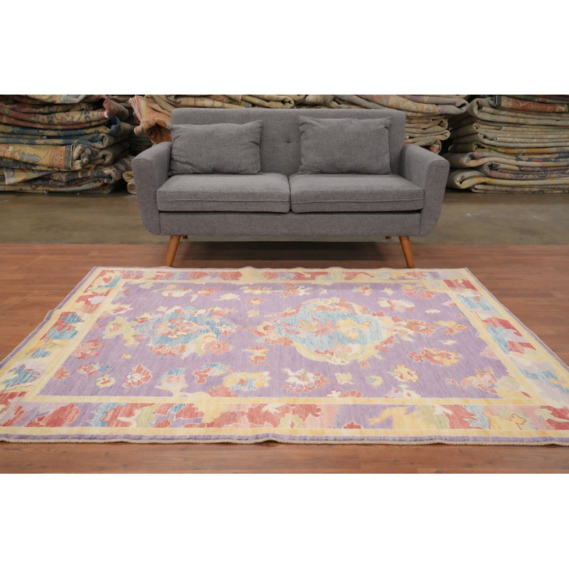 Light Purple Wool Oushak Vegetable Dye Rug 5x7