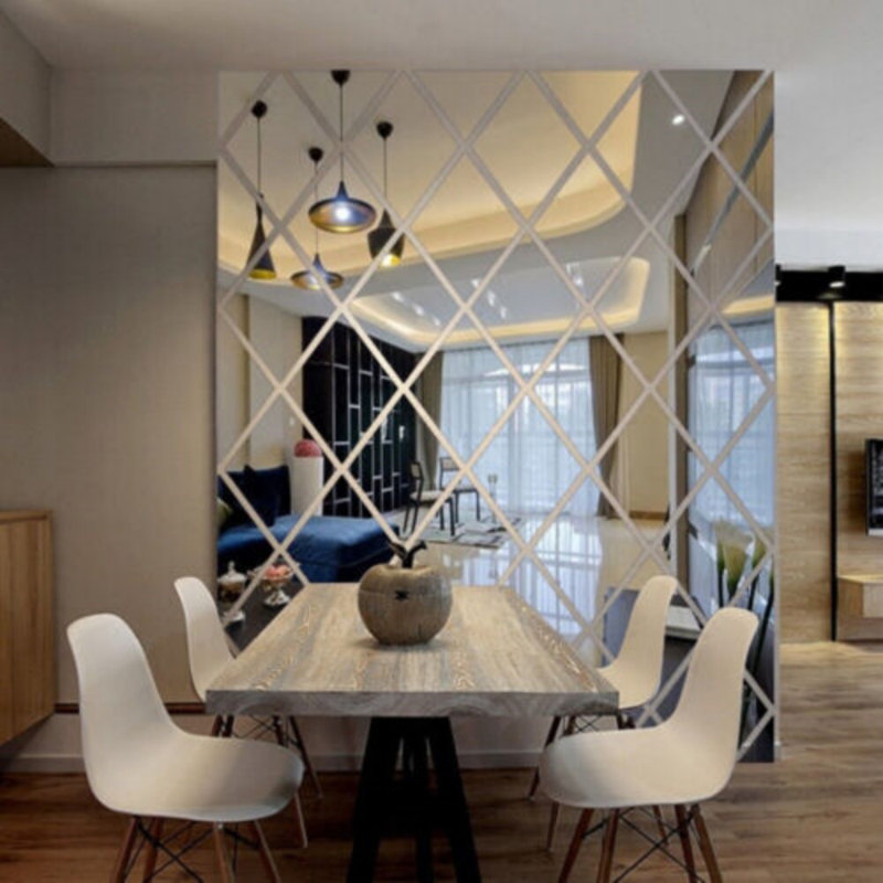 Miroir 3D, art mural, diamants, acrylique, décalque mural, décoration de la maison, bricolage