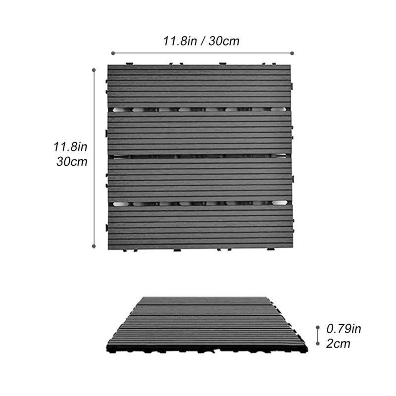 Ensemble de tuiles de terrasse en bois et en plastique composite de 20 pièces