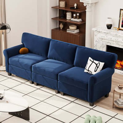 Canapé en velours côtelé de 91,84 pouces avec coussins de siège et de siège amovibles, structure, pieds en plastique pour le divertissement en appartement, dimension 91,84 po