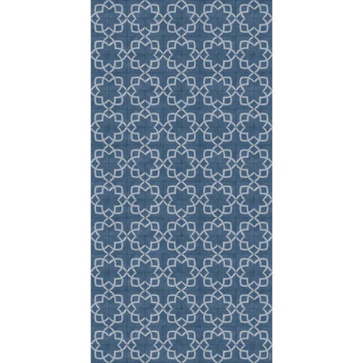 Manos Geometric Vinyl Area Mat in Blue