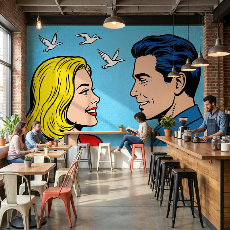 Murale Pop Art Illustration de papier peint moderne, Texturé non collé, 100 po x 96 po