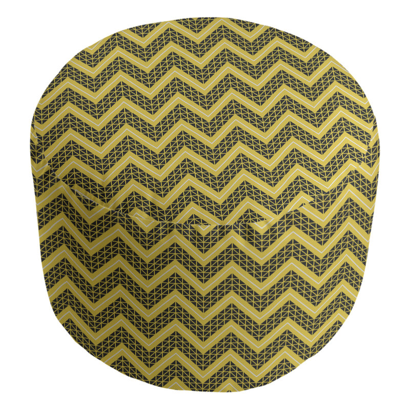 Upholstered Pouf, Black/Yellow