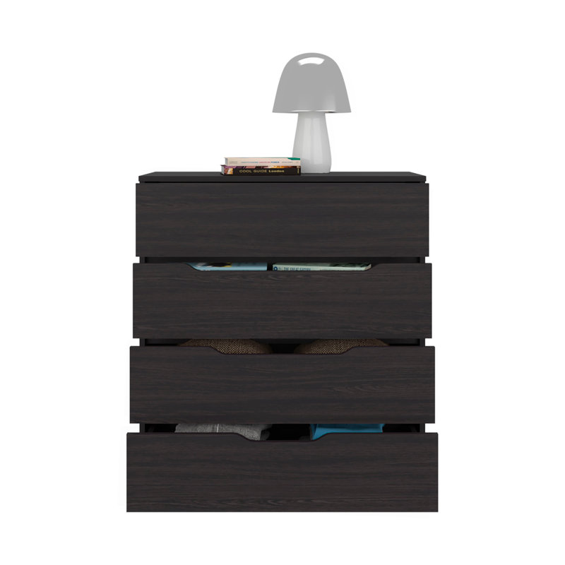 Commode à tiroir, quatre tiroirs, plateau supérieur, wengé noir