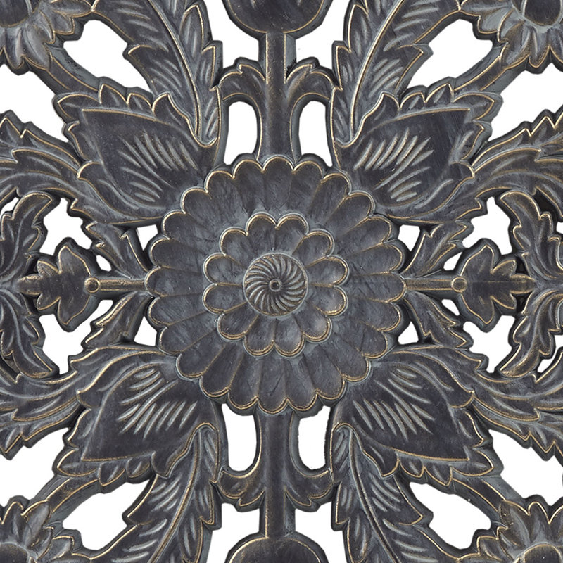Distressed Carved Wood 2-piece Wall Decor Set, Antique Blue
