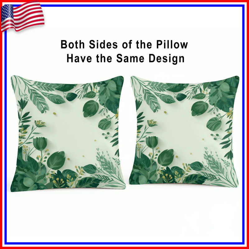 Coussins décoratifs Green Leafy Border, 14 x 14 inches
