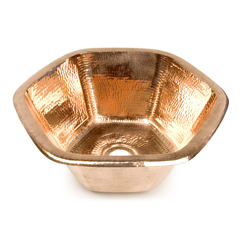 17'' L Single Bowl Copper Kitchen Sink, Shiny Copper