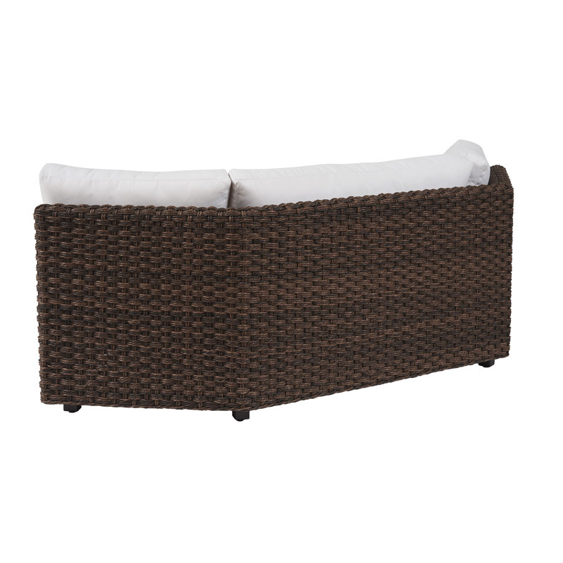 Kilimanjaro 88.5" Wide Outdoor Wicker Curved Patio Sofa with Sunbrella Cushions