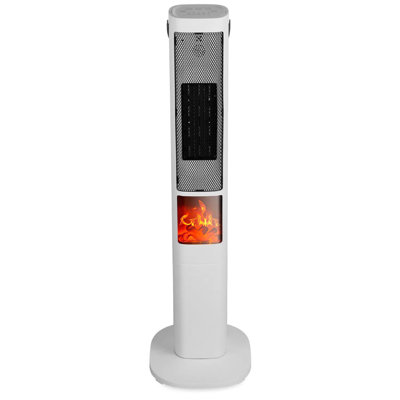 White 1500w Oscillating Ceramic Tower Heater 945x945x3346in Space Heater Category Remote 5 Timer Overheattipover Protection