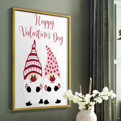 «Valentines Gnomes», reproduction encadrée - bois massif