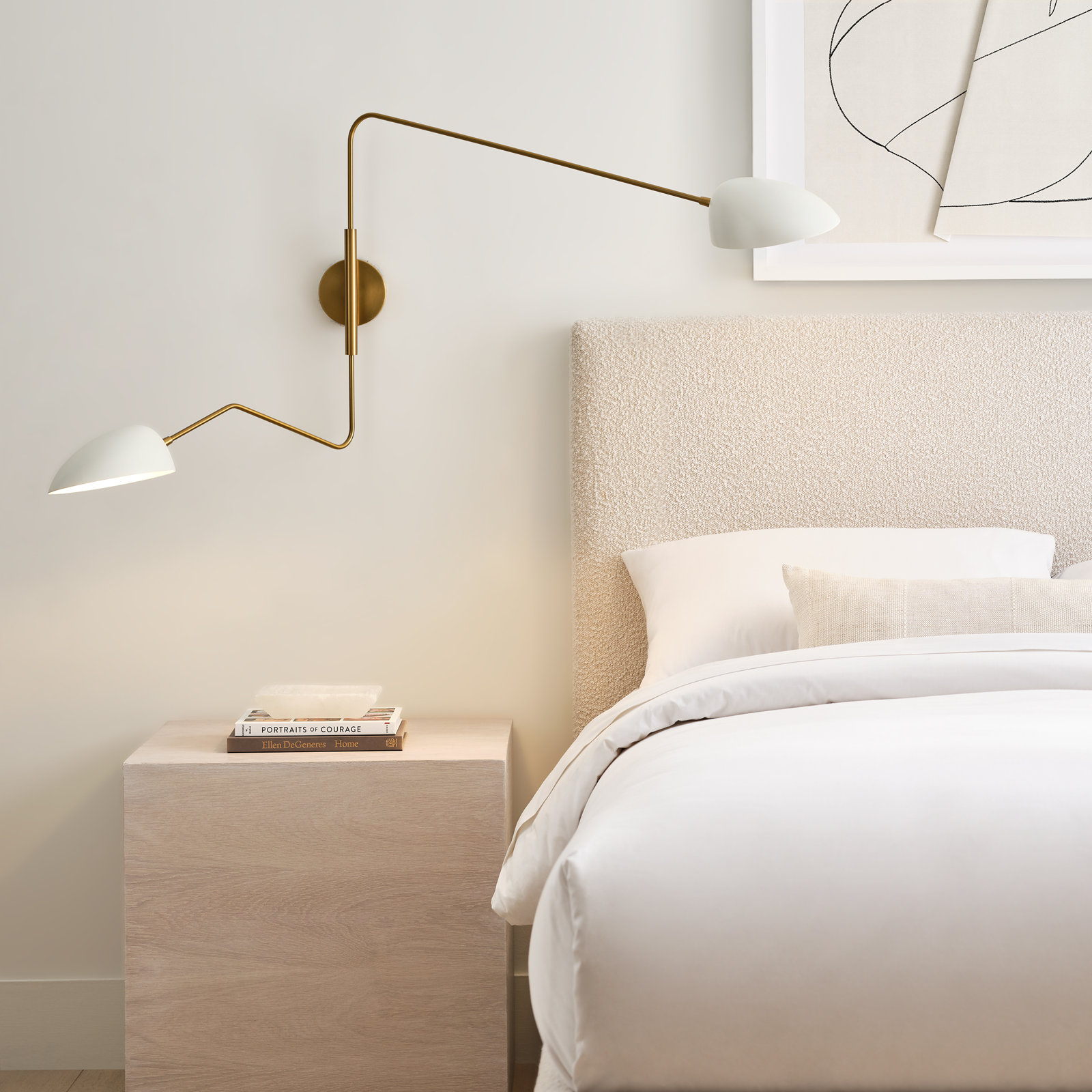 Adarna 2 Light Dimmable Swing Arm Sconce, Matte White