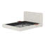 Grand lit plateforme tapissier avec effet flottant et 2 tables d'appoint coulissantes réglables, base de lit nuage moderne, blanc cassé-411473108