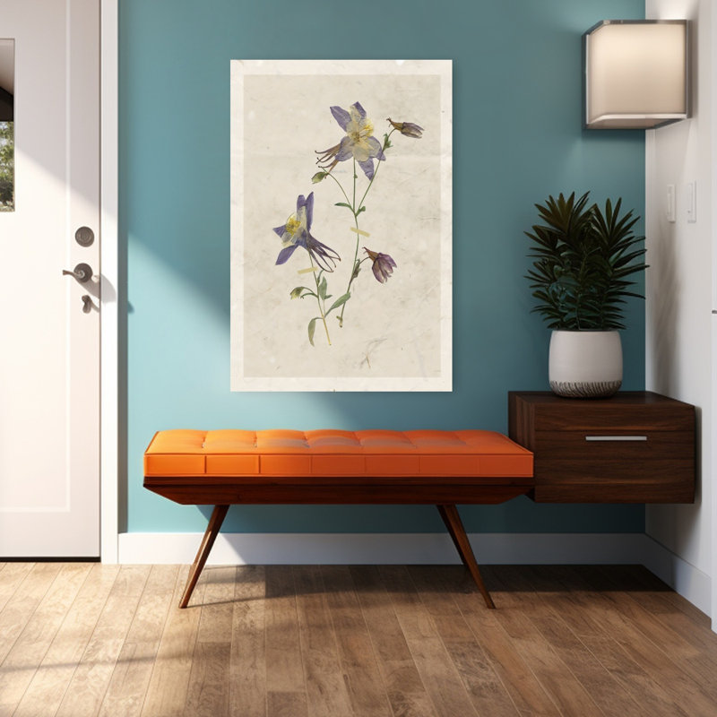 Art mural fleur pressé Columbine II, H 48 po x l 32 po