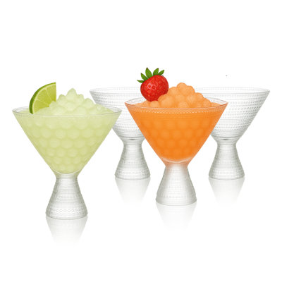 Verres à martini transparents - Ensemble de 4 verres à martini embossés 9 oz