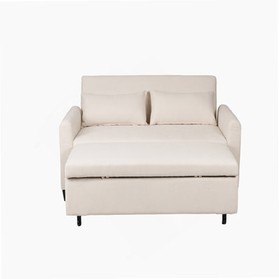 Oversized 61'' Convertible Sleeper Sofa Bed, 2-Seater Loveseat Sofa w/Pockets, Adjustable Backrest and Pillows.
