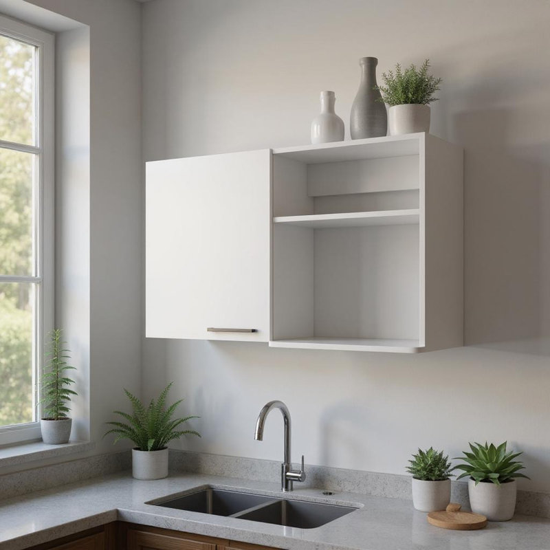 Armoire d'appoint murale 39 "en bois blanc avec porte simple 39"