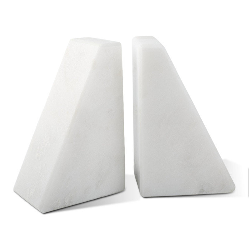 Serre-livres en marbre (ensemble de 2), Blanc pâle, H 2,54 po x l 5,93 po x P 3,98 po