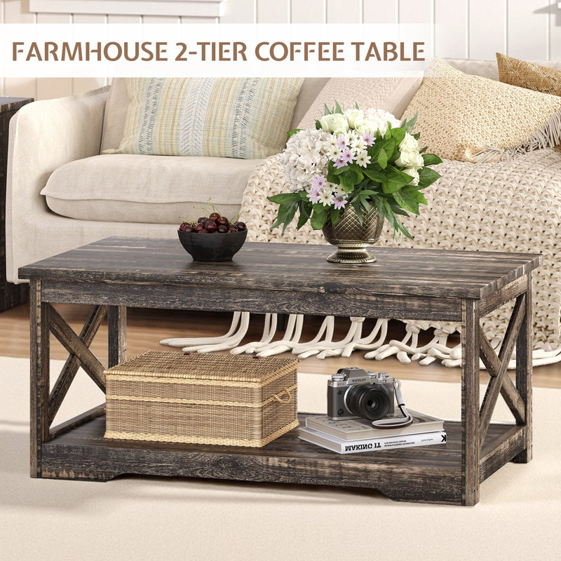 Ensemble de table de salon 3 pièces Chiara, chêne foncé, Bois de chêne foncé / bois de chêne foncé