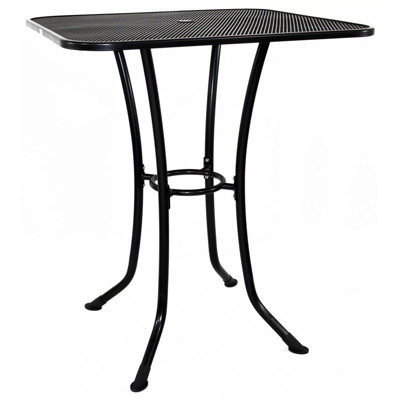 Gray Wrought Iron Square Mesh Outdoor Dining Table