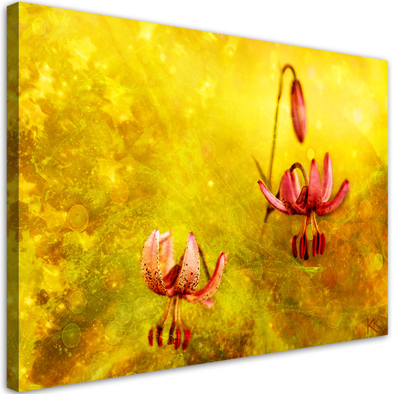 Tulip Blossoms Nature Yellow - Wrapped Canvas Print, 60cm H x 90cm W