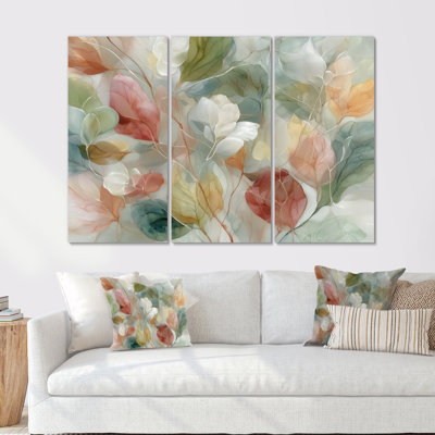 Soft Leaves In Hazy Watercolor  - Plants Wall Art Set