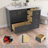 Solid Wood 42" Single Bathroom Vanity Set With Solid Surface Countertop,Pre-Assembled Bath Cabinet Dark Gray