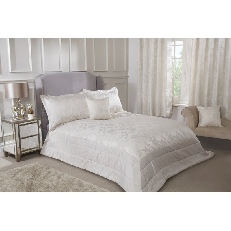 Leah Polyester Floral Bedspread with Pillow Shams Included, Cream