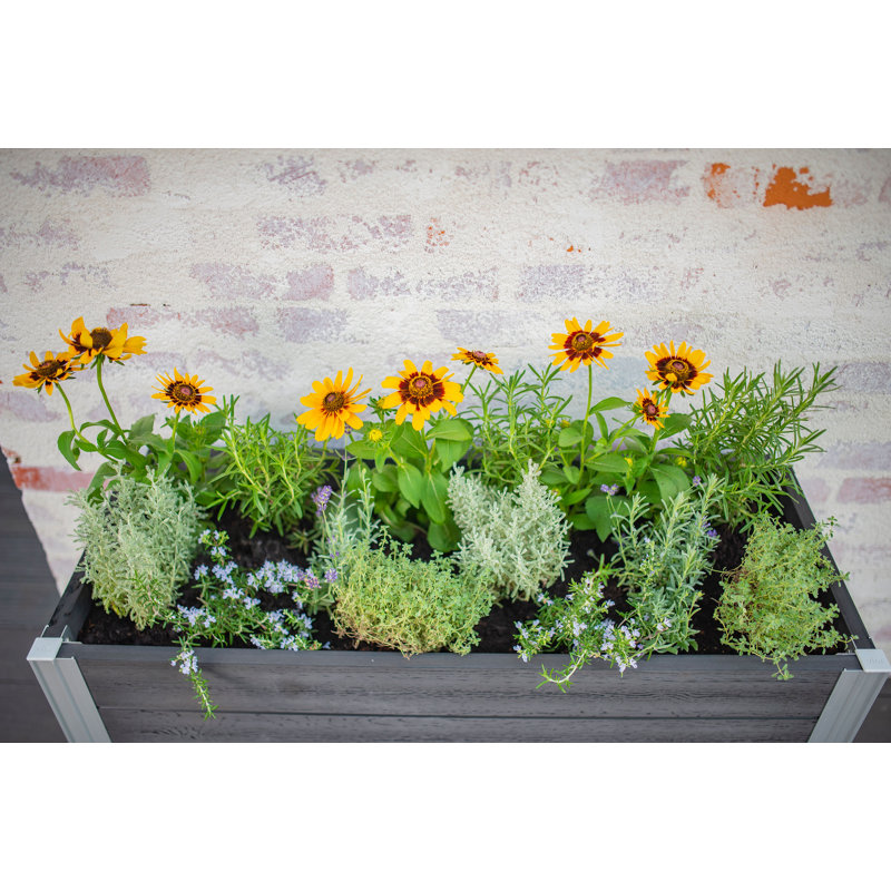 Slate Gray Vinyl Elevated Outdoor Garden Planter