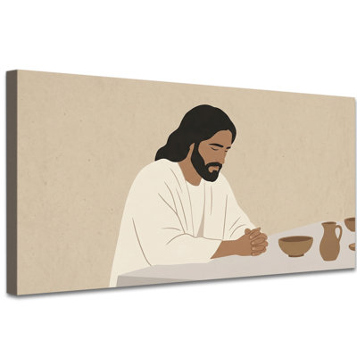Art mural sur toile WAXWHELK Jesus, décoration murale moderne et neutre pour salle à manger, œuvre d'art minimaliste, 20 x 40 po