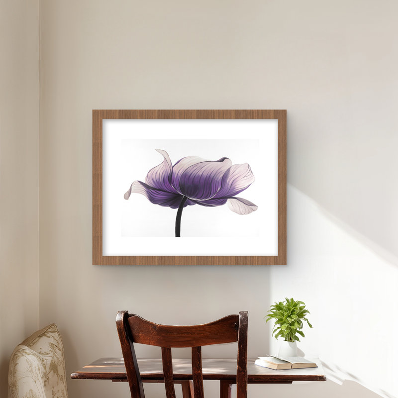 Imprimé de fleurs d'anémone mauve - décor encadré mat