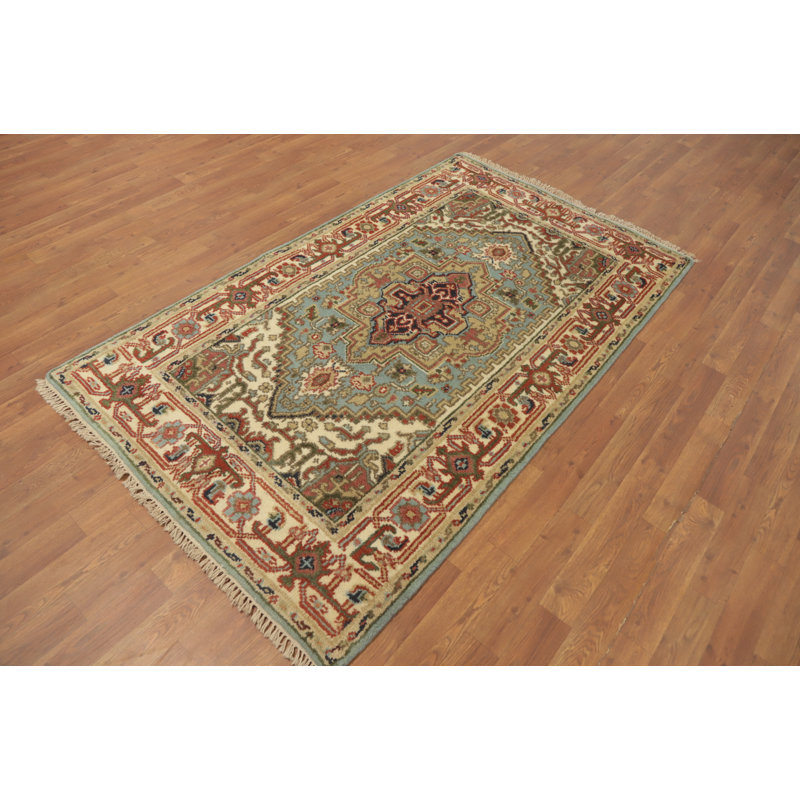 Tapis unique en coton 6 pi 3 po x 3 pi 8 po bleu marine et bleus