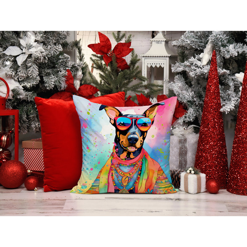 Coussin décoratif Doberman Pinscher Hippie Dawg
