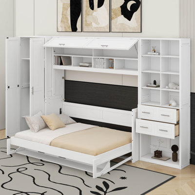 Lit escamotable avec placard, tiroirs et tablettes Murphy