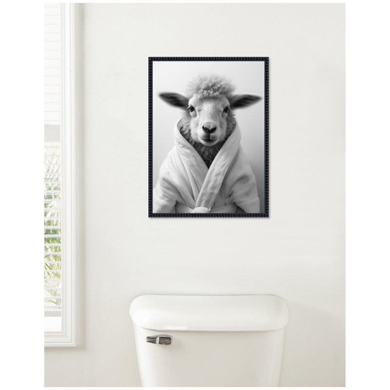 Reproduction d'art sur toile encadrée, "Sheep", noir et blanc par The Creative Bunch Studio