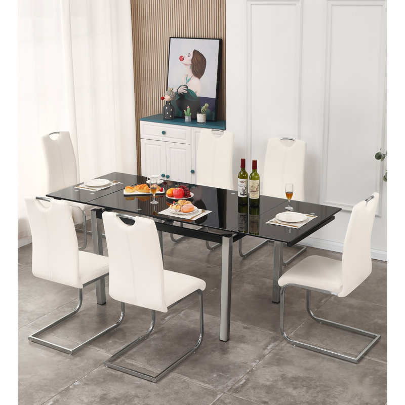 Martika Dining Set, Black, White